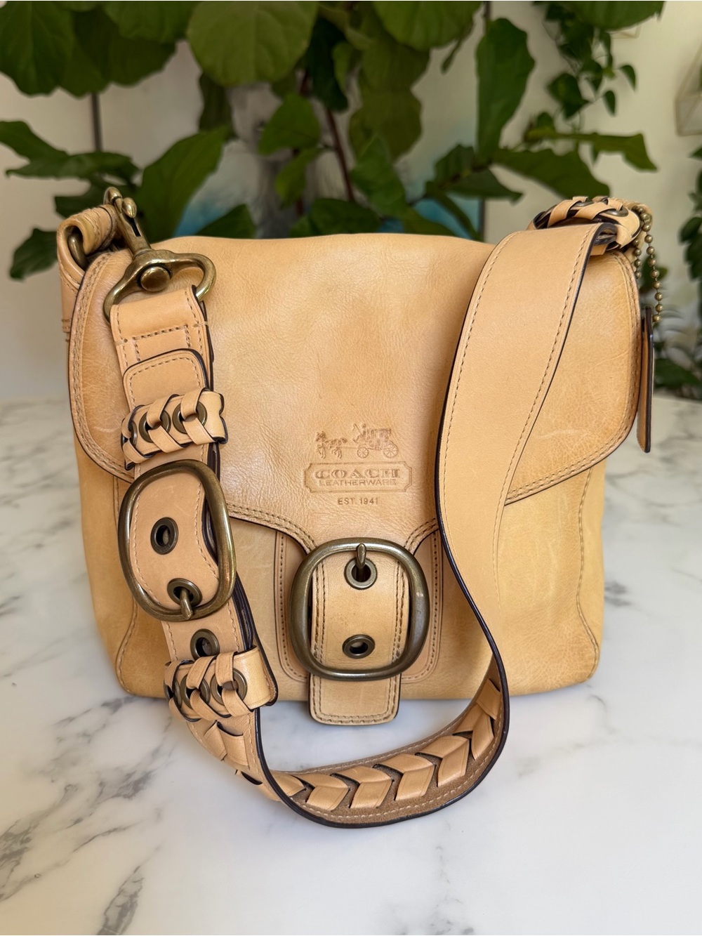 Coach Vintage Legacy Anniversary Bleecker Tattersall Large Flap Bag 11419 Camel
